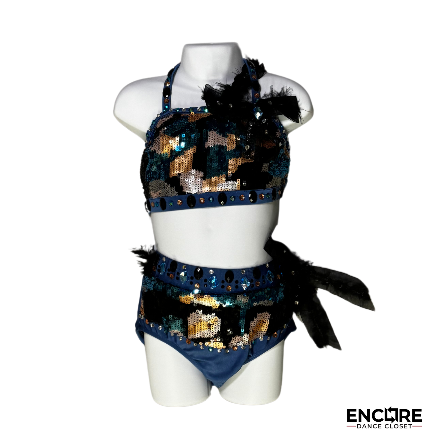 Blue Sequined Camo Set