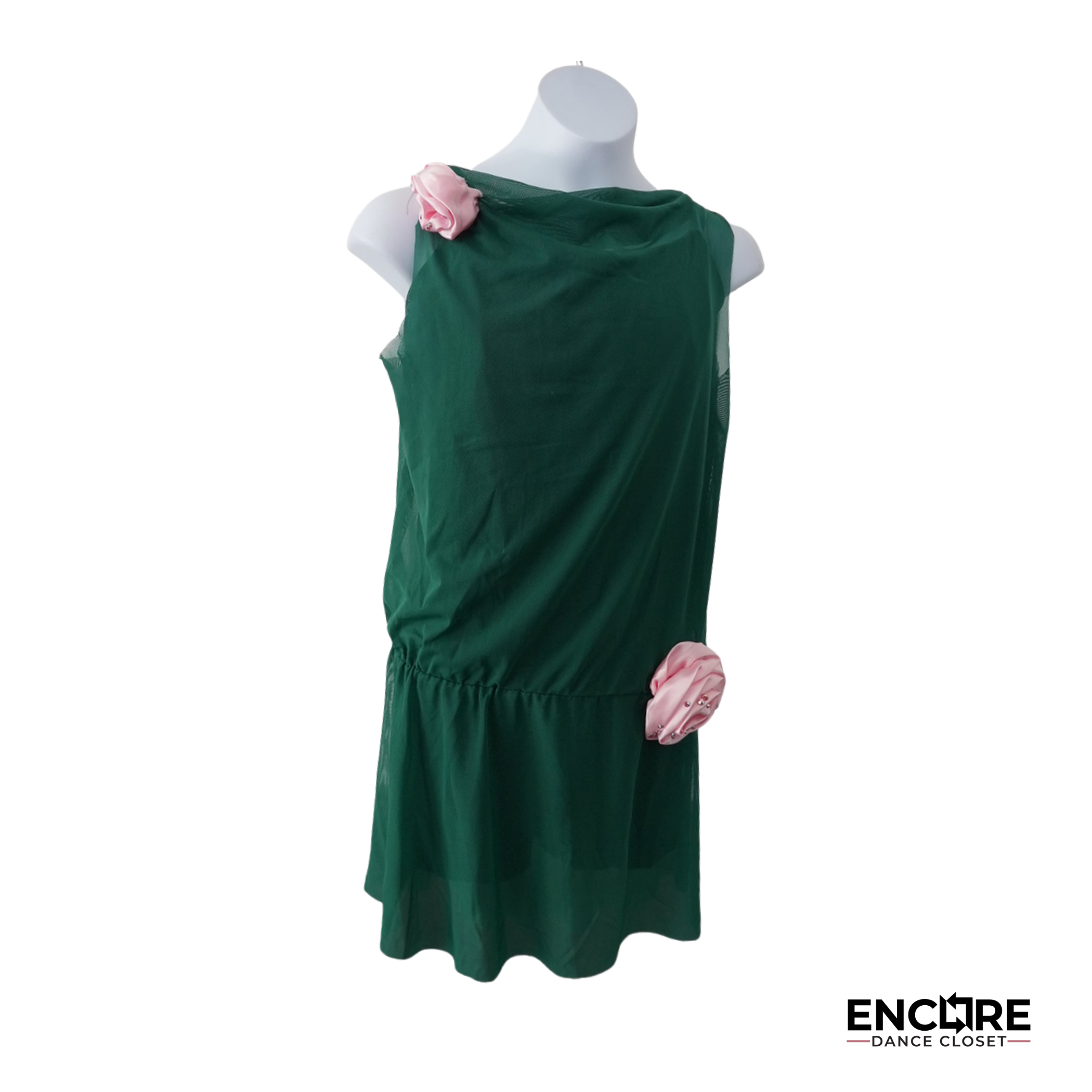 Emerald Mesh Contemporary Dress with Rosettes  dress