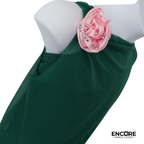 Emerald Mesh Contemporary Dress with Rosettes  dress