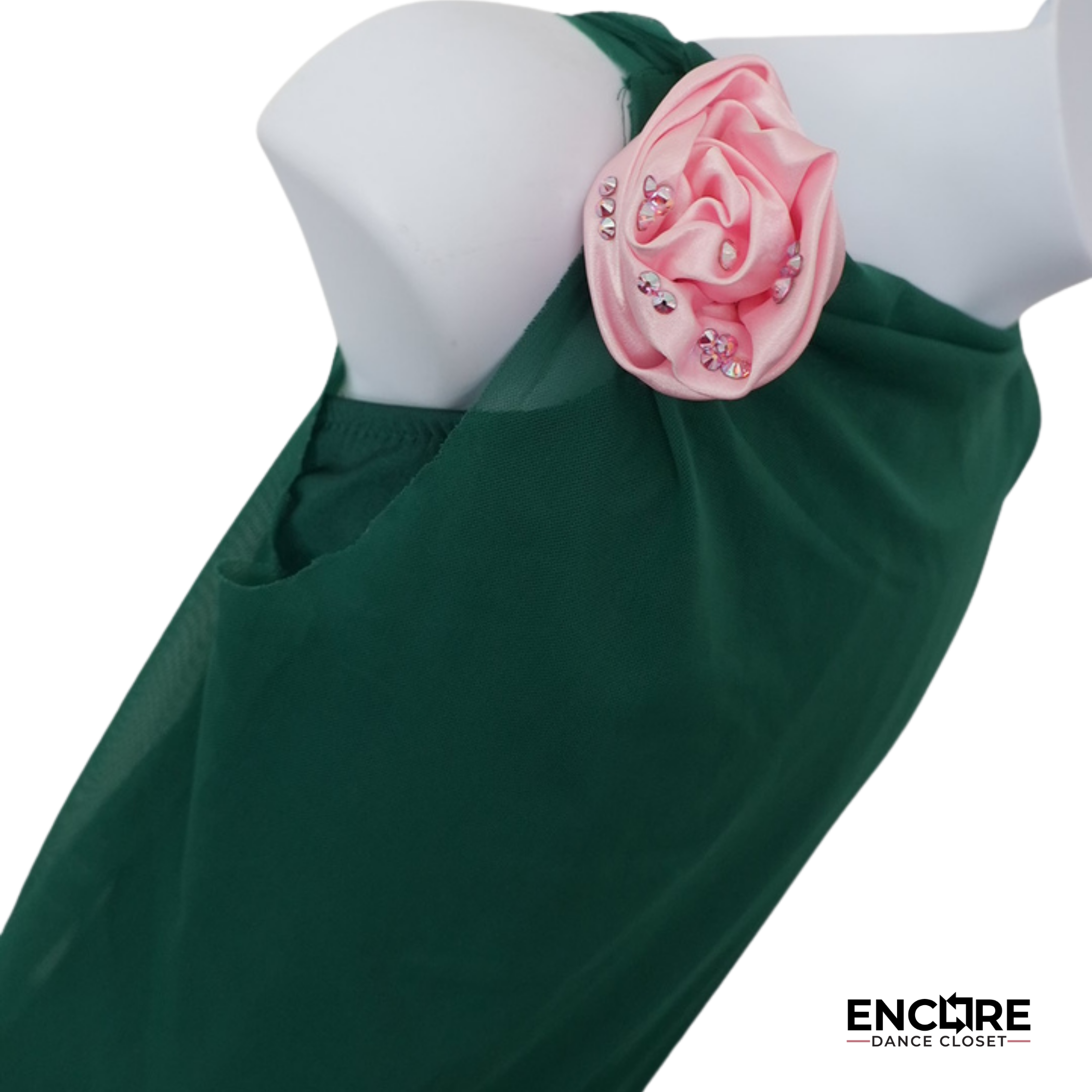 Emerald Mesh Contemporary Dress with Rosettes  dress