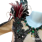 Intricate Feathered Leotard with Detachable Cape  leotard