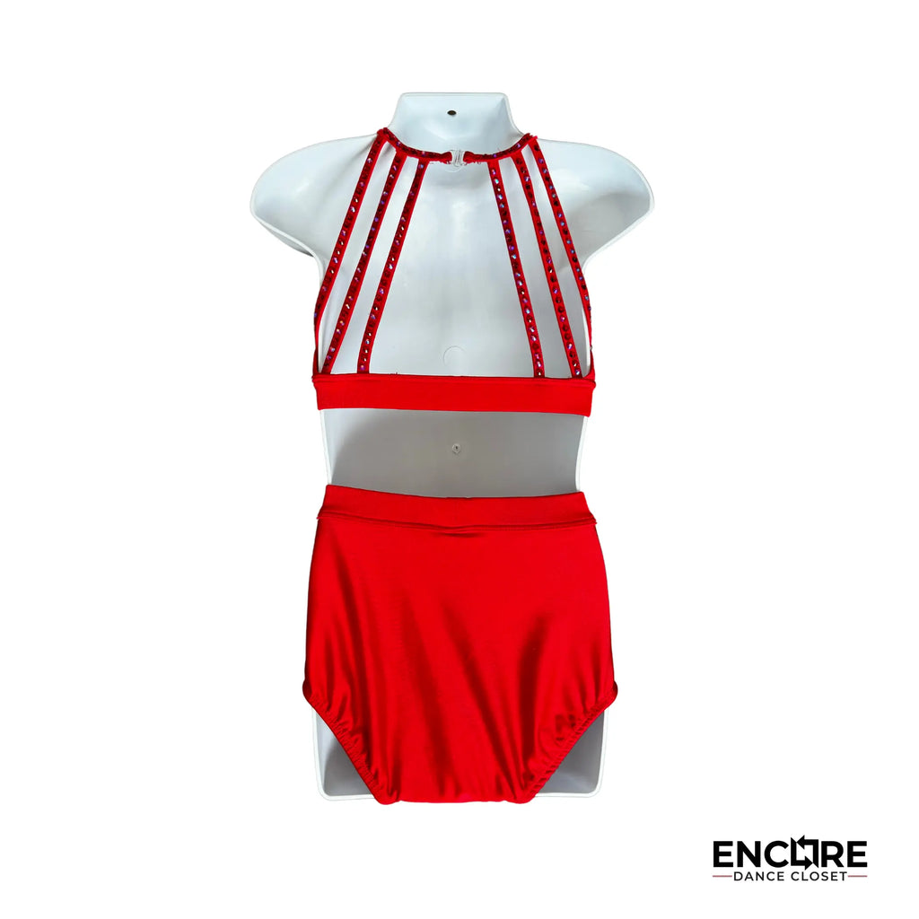 Red Rhinestone Two-Piece Set  two piece