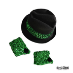 Emerald Sequin Jazz Costume with Fedora & Sequin Cuffs  leotard