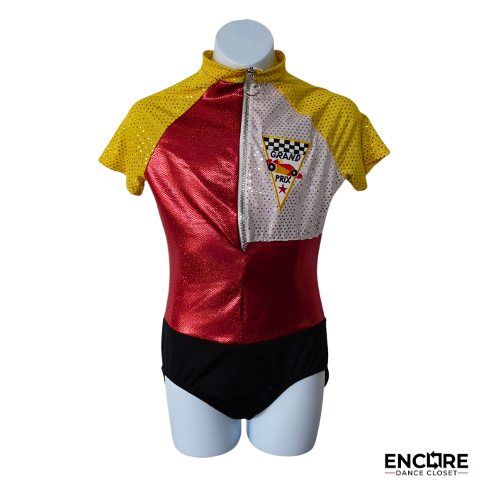Red & Yellow “Grand Prix” Jazz Costume  leotard