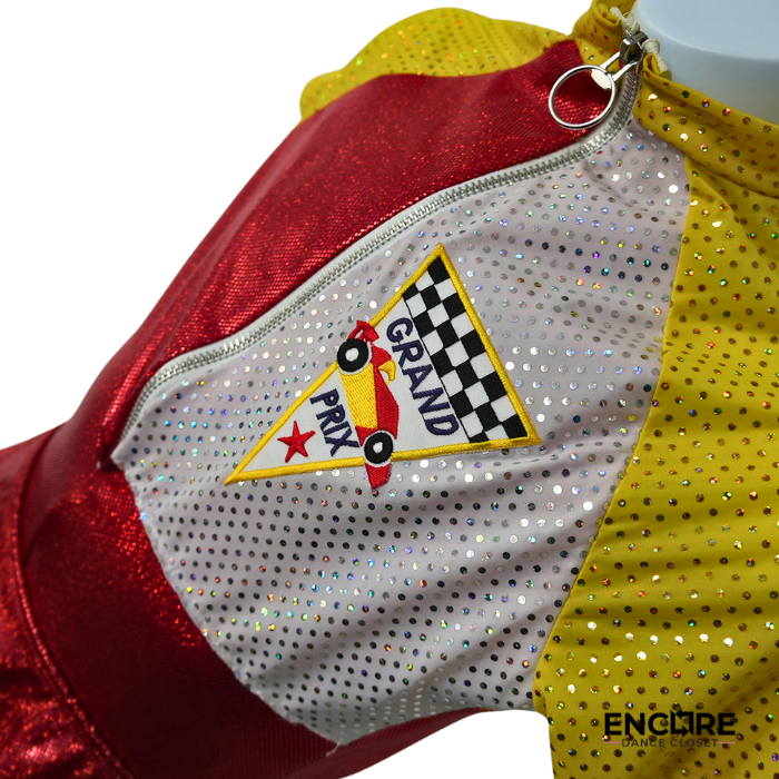Red & Yellow “Grand Prix” Jazz Costume  leotard
