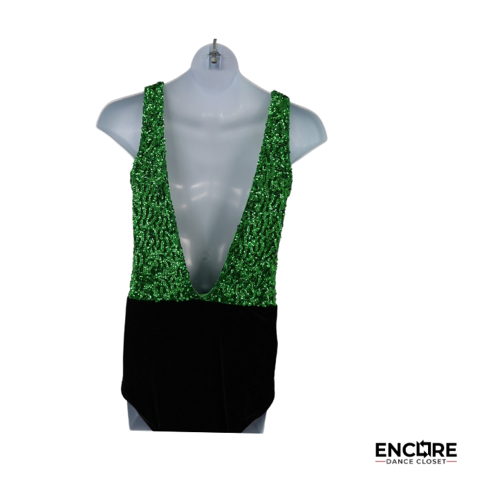 Emerald Sequin Jazz Costume with Fedora & Sequin Cuffs  leotard