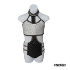 Black and White Rhinestone Two-Piece Jazz Costume  leotard