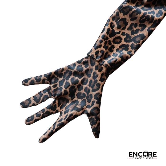 Cheetah Print Unitard with Mesh Details and Gloves