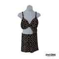 Black & Mocha Geometric Lattice Cutout Costume  two piece