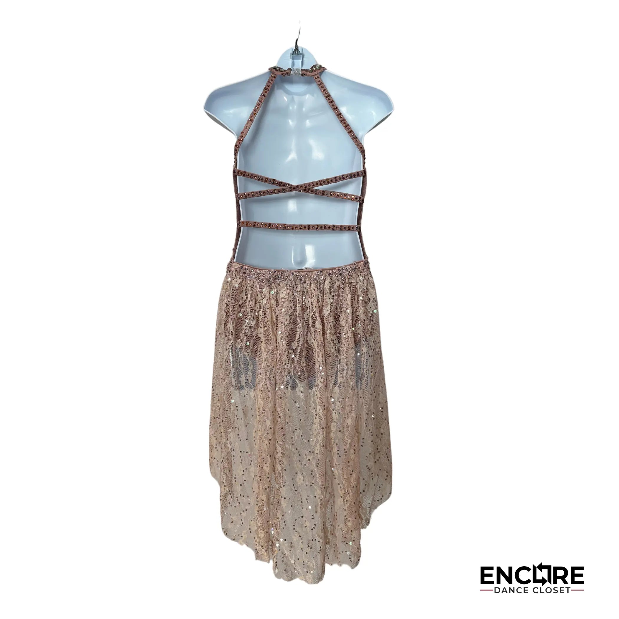Elegant Mauve Leotard with Rhinestone Appliqués and Lace Accents  leotard