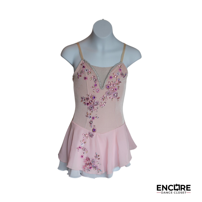 Velvet Pink Ballet Leotard with Appliqués - Encore Dance Closet