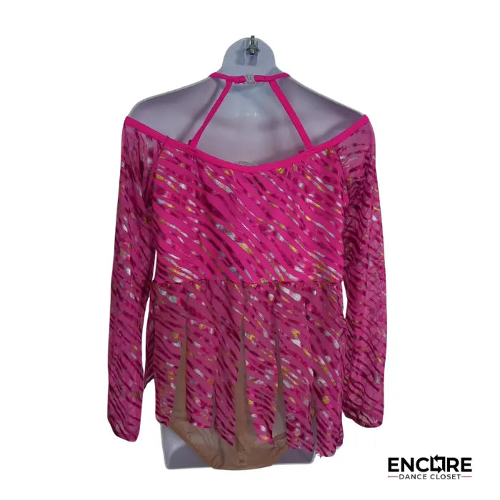 Pink & Metallic Fringe Fantasy  leotard