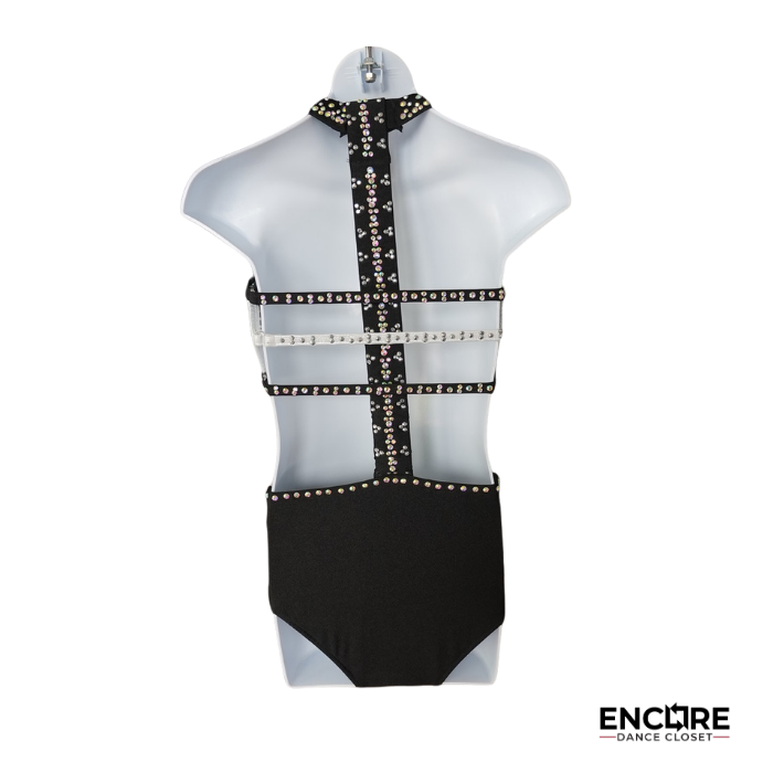 Black and White Rhinestone Two-Piece Jazz Costume  leotard