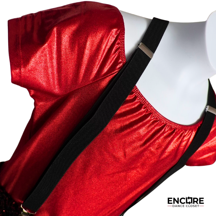 Red Sequin Suspender Shorts Dance Costume  biketard
