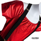 Red Sequin Suspender Shorts Dance Costume  biketard