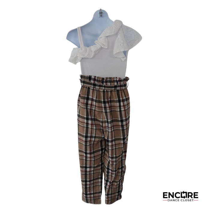 Plaid Pants & Ruffle Top Contemporary Costume  two piece