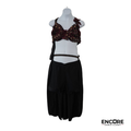 Wine Floral Appliqué Two-Piece with Flowing Black Chiffon  two piece