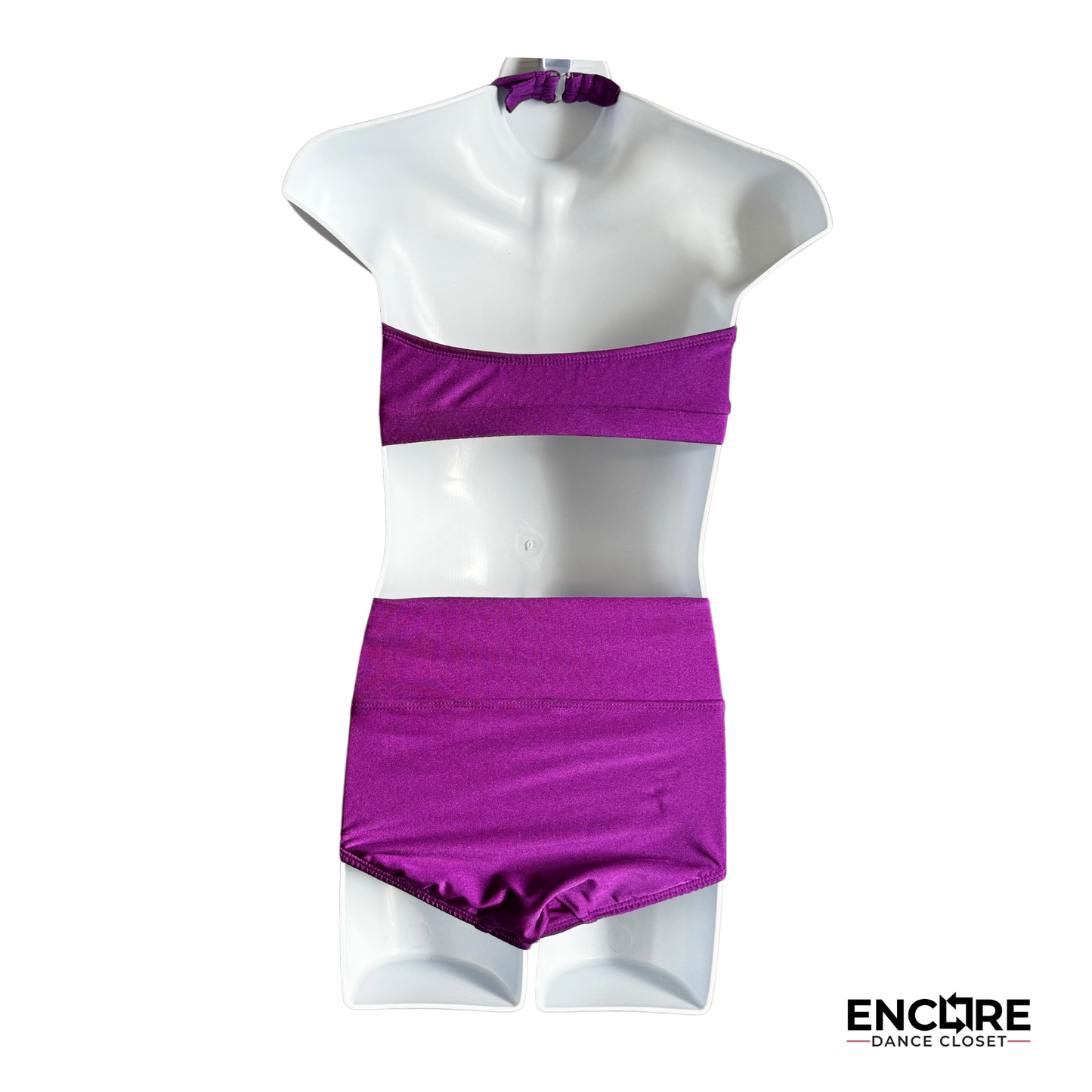 Embellished Purple Two-Piece Halter Set