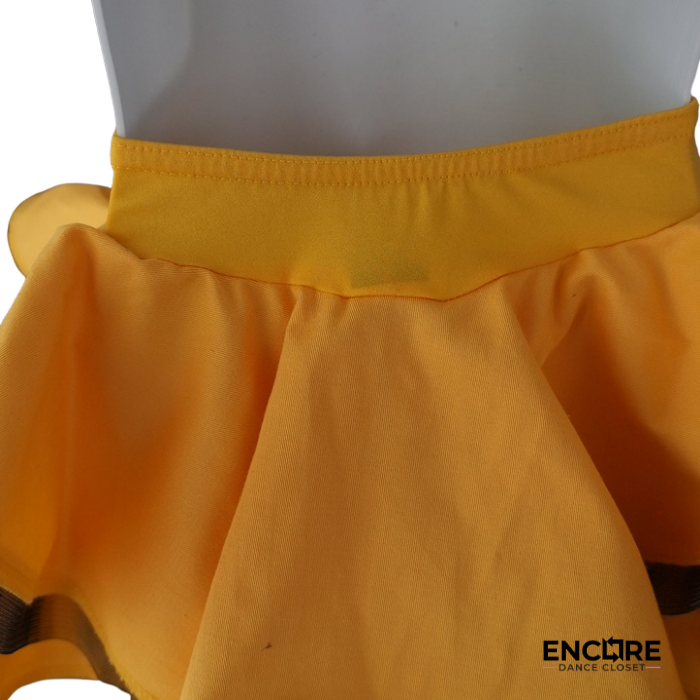 Yellow Dance Dress with Black Lace Appliqué and Layered Skirt  dress
