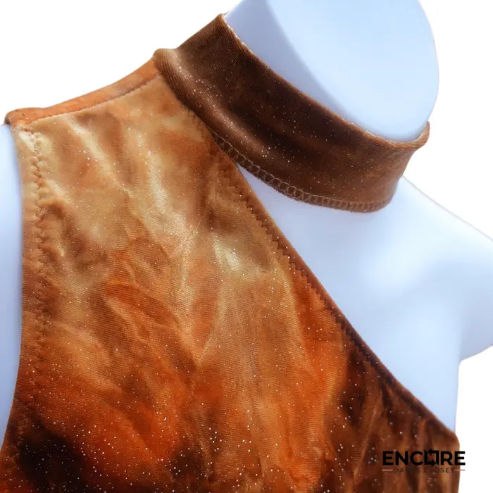 Asymmetrical Velvet Crop Top with Turtleneck