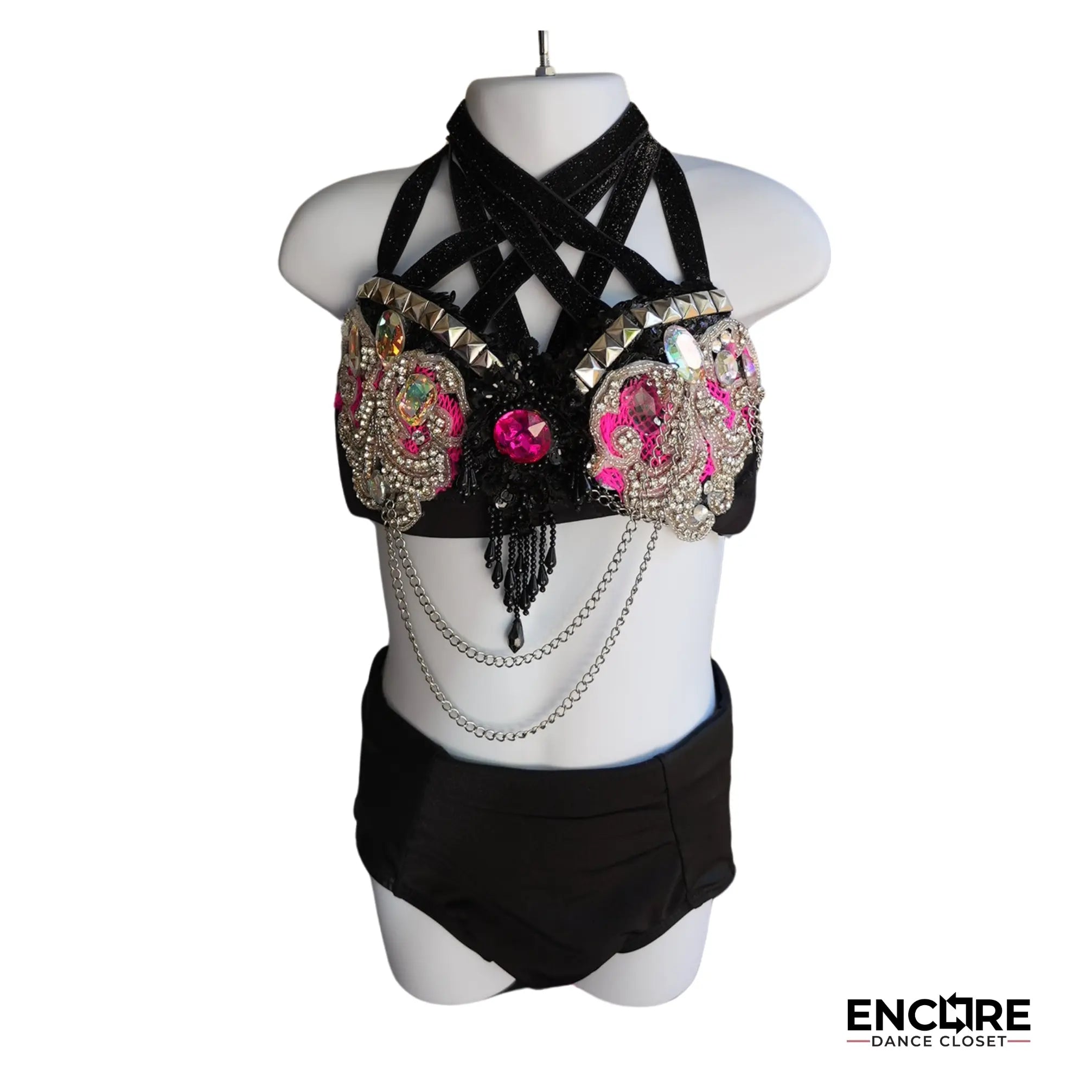 Black & Hot Pink Chain Fantasy  two piece