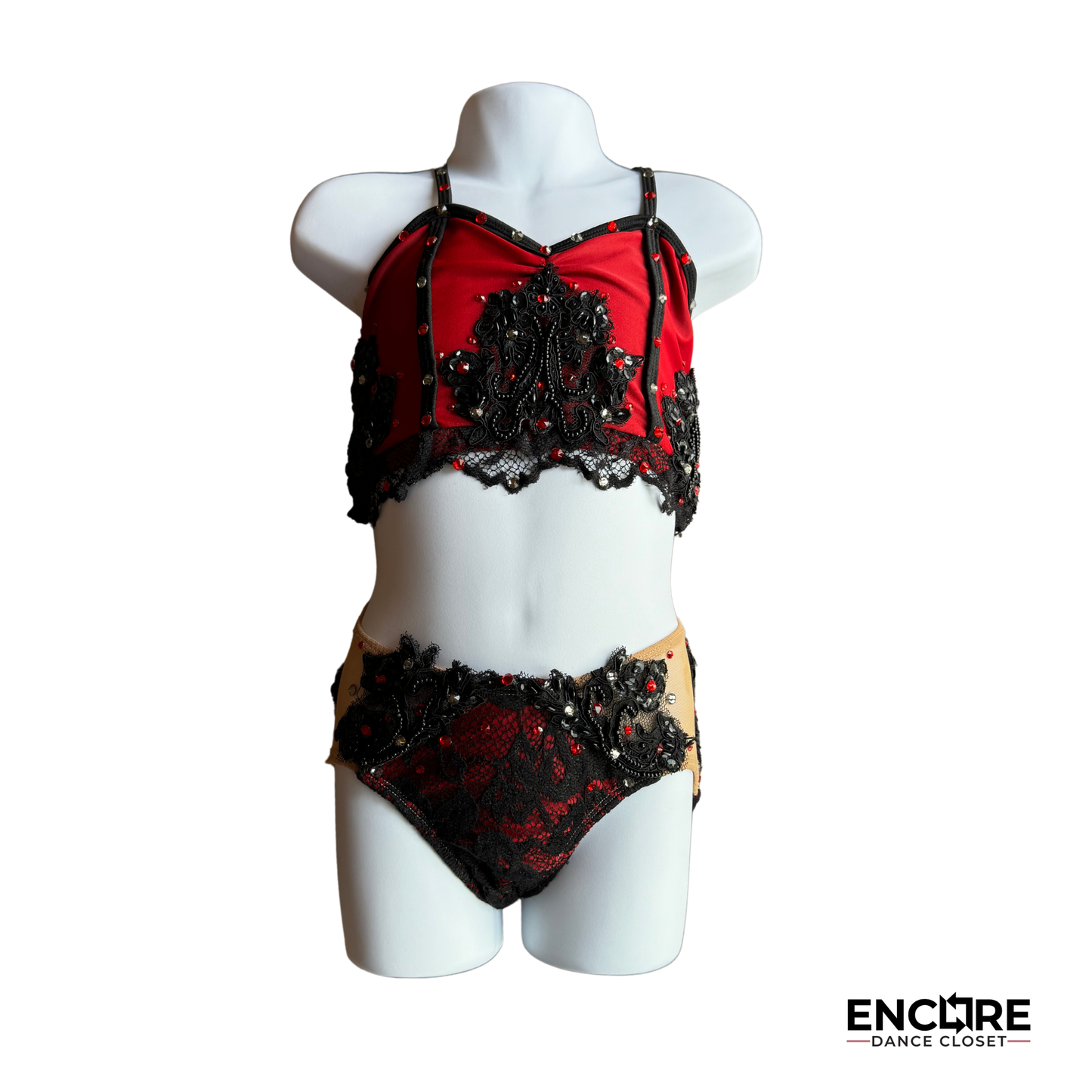 Fiery Flamenco-Inspired Two-Piece with Detachable Skirt