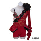 Red Lace Biketard  biketard