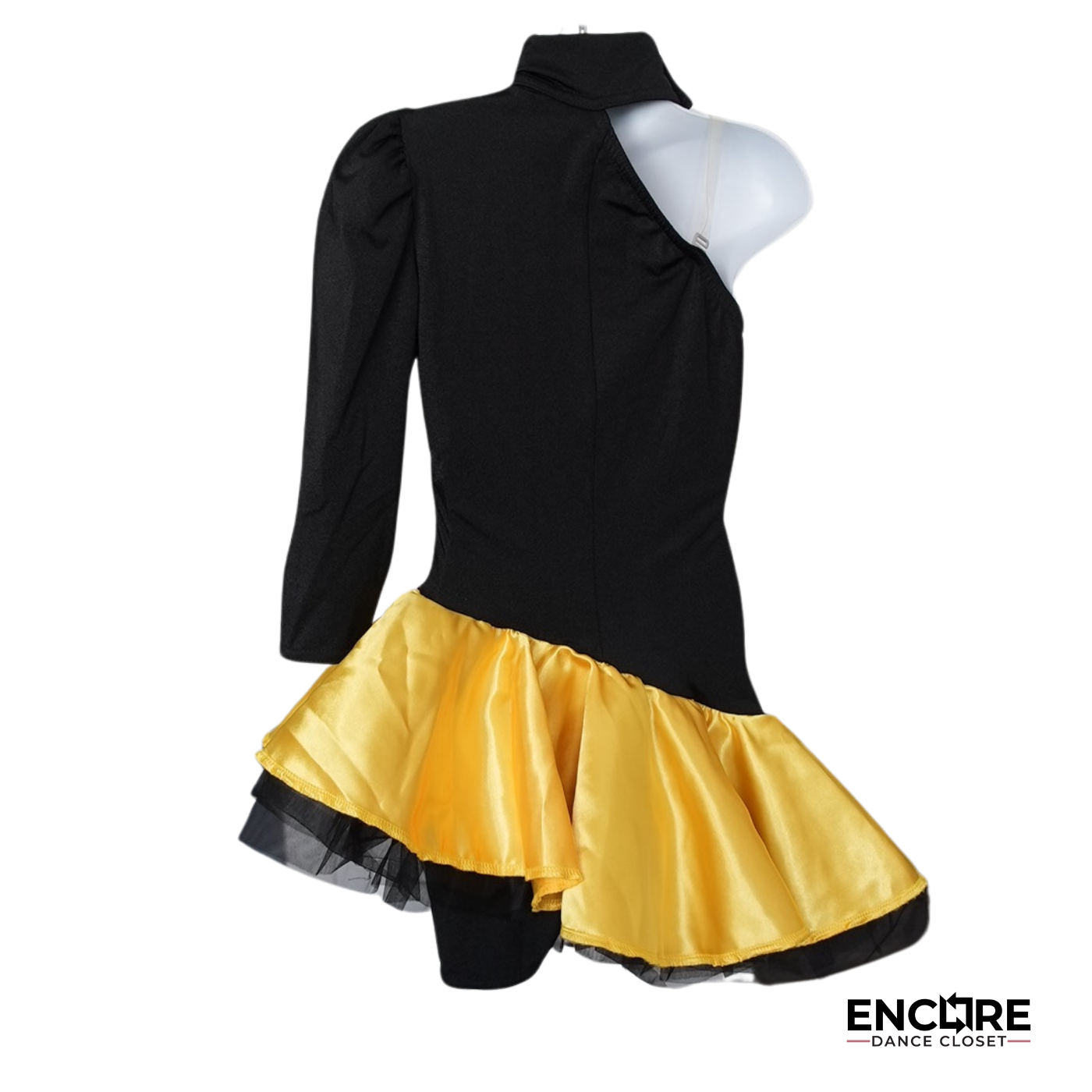 Black Tulle Skirt with Yellow Satin Overlay and Mock Neck Top