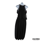 Wine Floral Appliqué Two-Piece with Flowing Black Chiffon  two piece