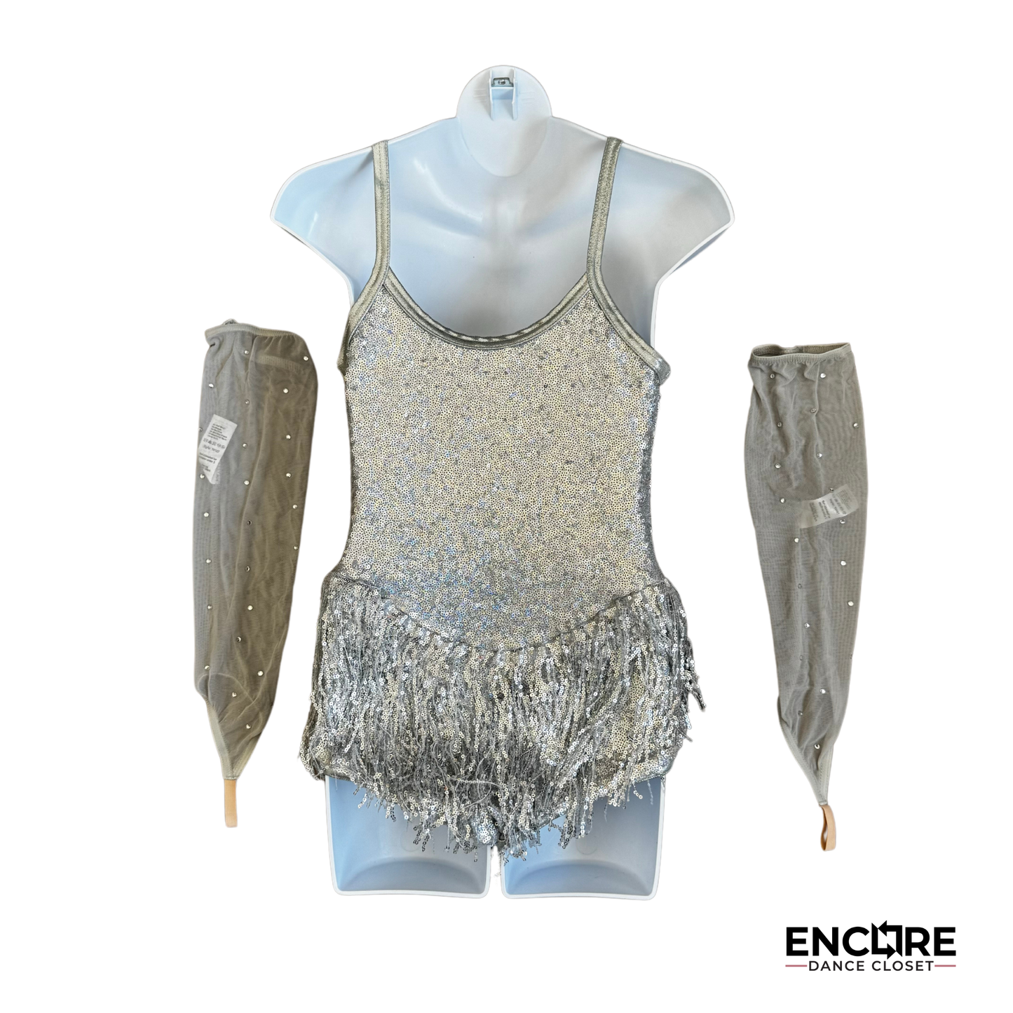 Sparkling Silver Sequin Leotard with Fringe