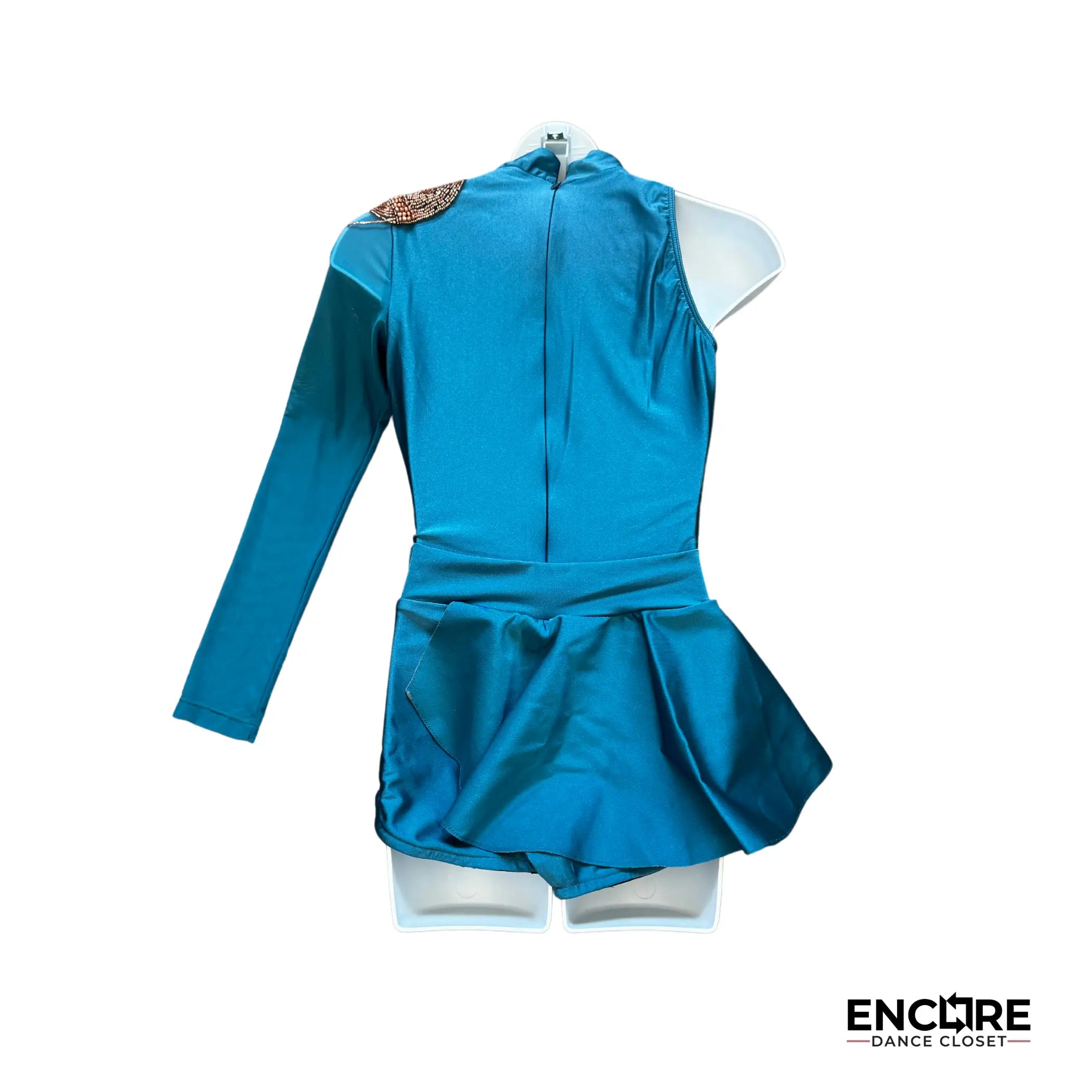 Teal Leotard with Rose Gold Accents and Unique Skirt Detail  leotard