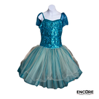 Blue Sequin Lyrical Dress with Flowing Chiffon Skirt  dress