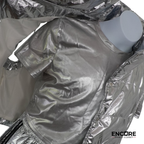 Silver Metallic Puffer Streetwear Costume Set  two piece