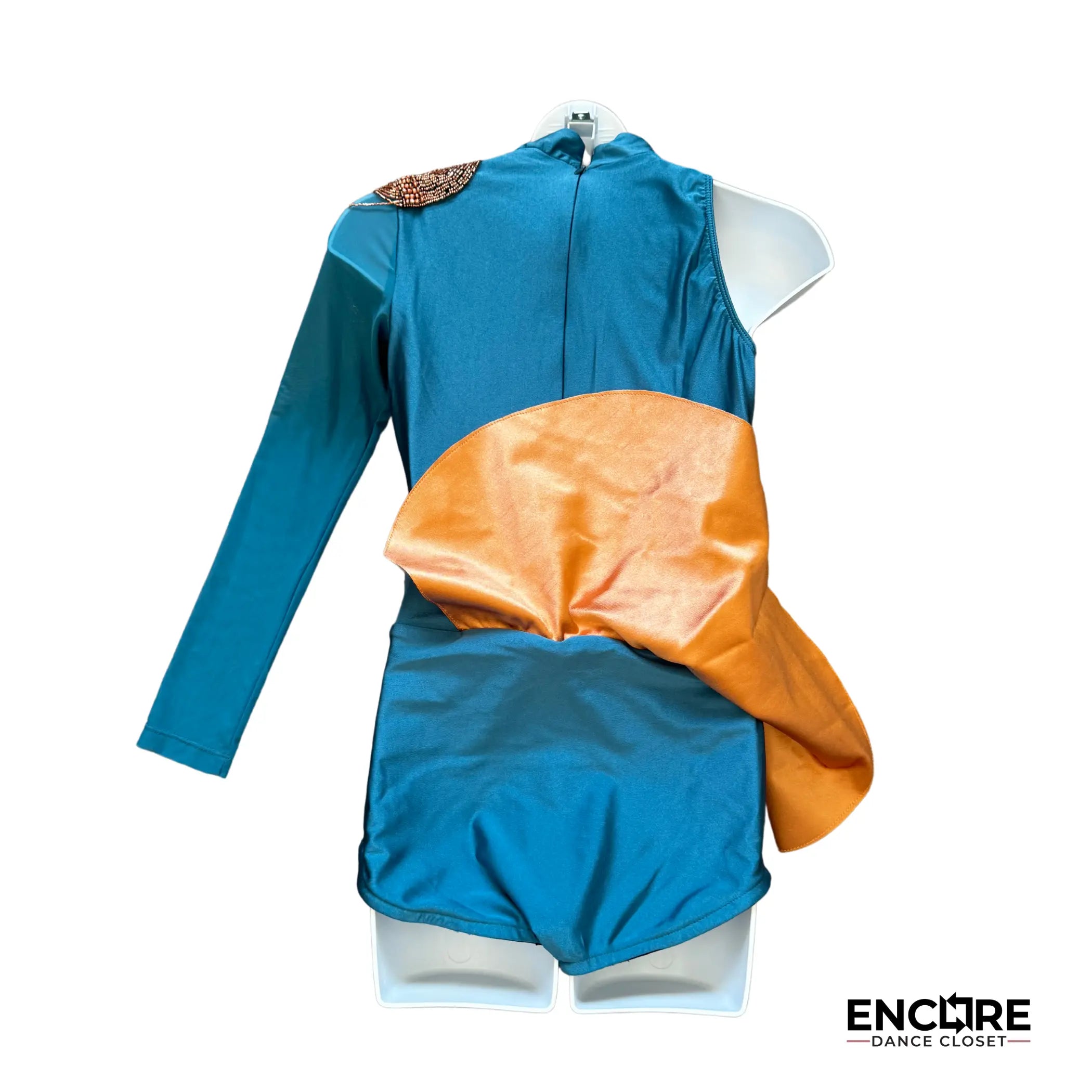 Teal Leotard with Rose Gold Accents and Unique Skirt Detail  leotard