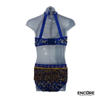 Royal Blue and Gold Fringe Two-Piece Jazz Costume  two piece