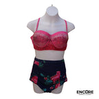 Rhinestoned Vintage Bathing Suit Costume  two piece