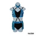 Turquoise and Black Rhinestone Two-Piece Dance Costume  leotard