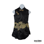 Black Satin Dragon Appliqué Character Costume  dress