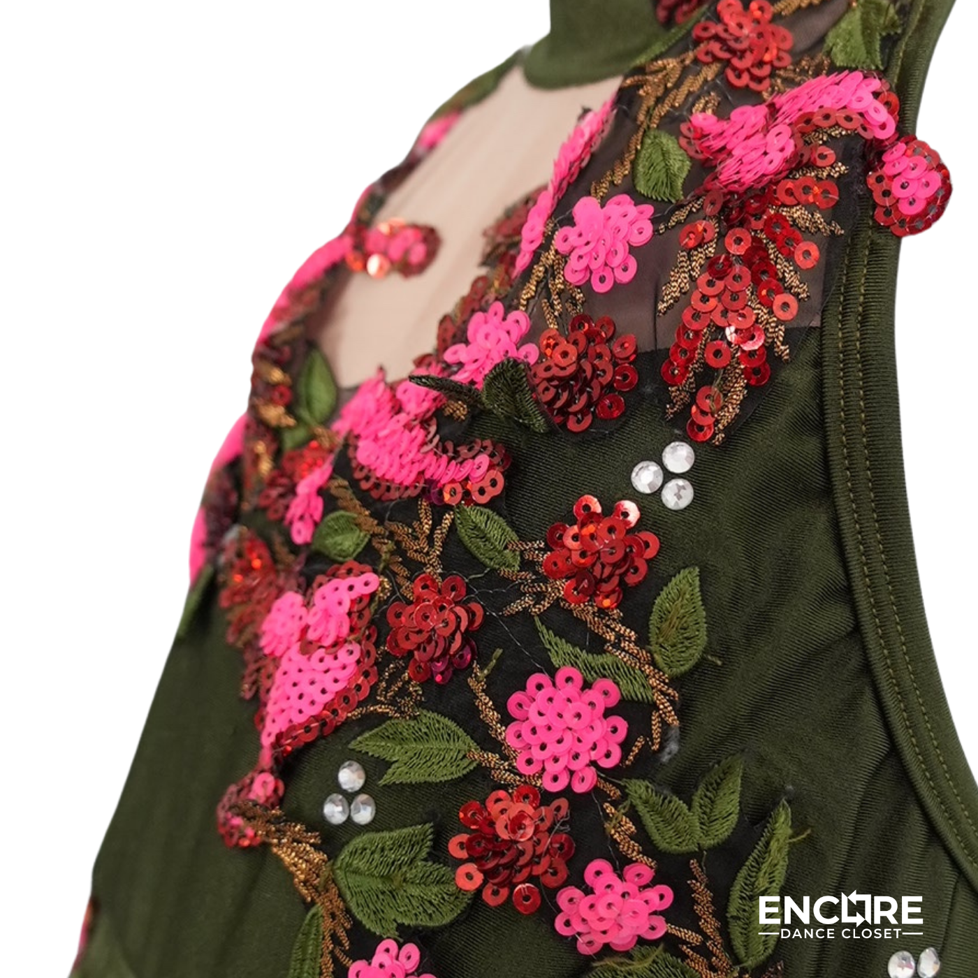 Olive Green and Pink Floral Lyrical Costume