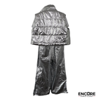 Silver Metallic Puffer Streetwear Costume Set  two piece