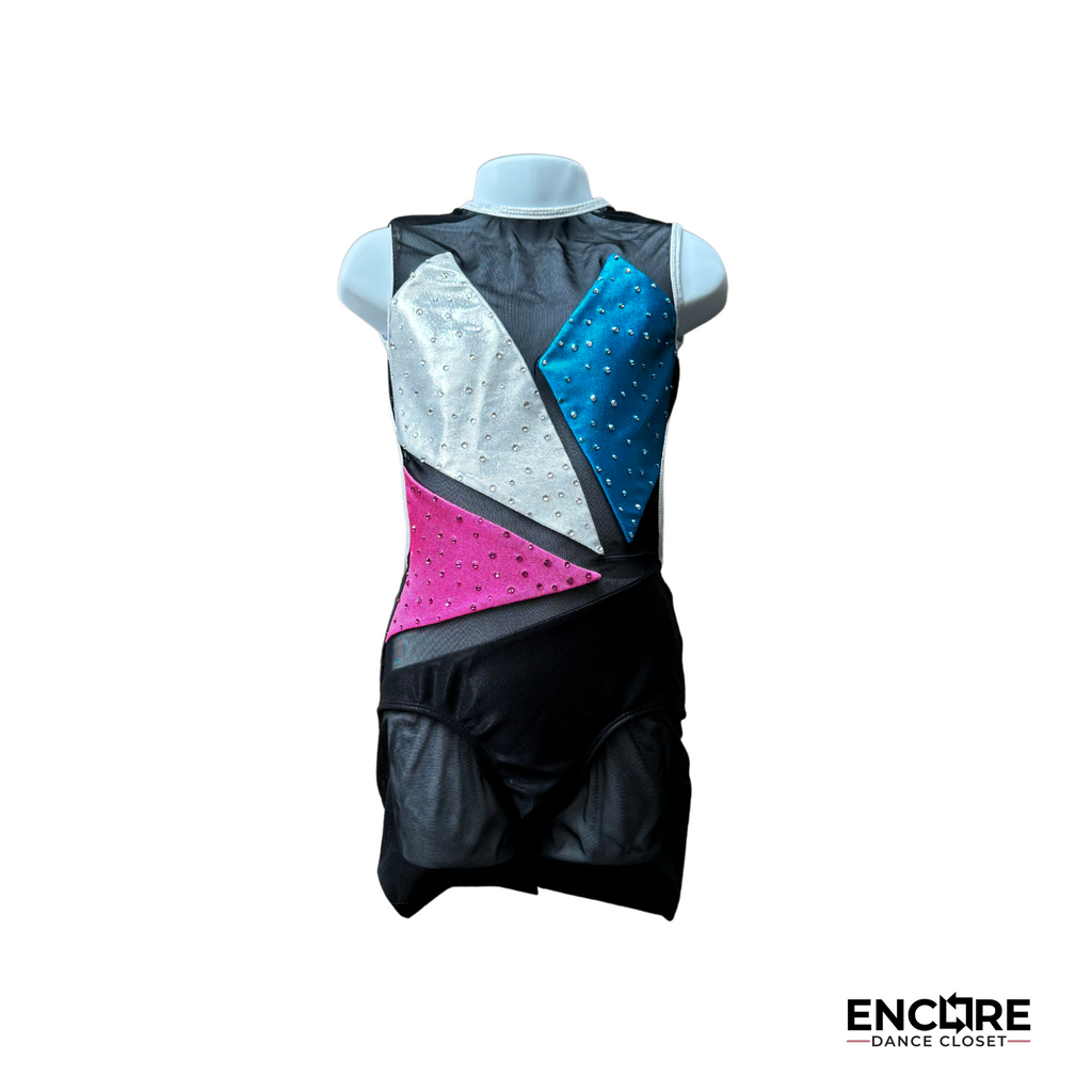 Edgy Metallic Biketard with Rhinestones - Encore Dance Closet