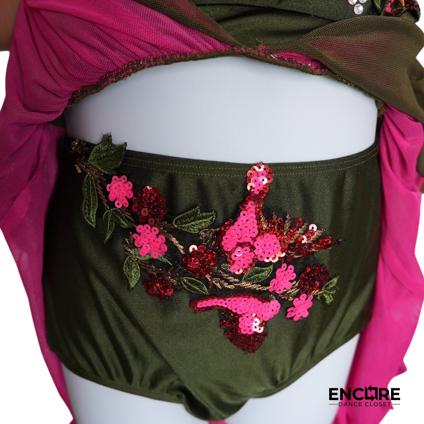 Olive Green and Pink Floral Lyrical Costume