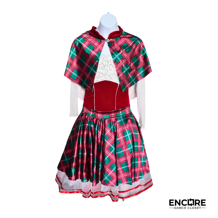 Holiday Plaid Performance Dress with Capelet  dress