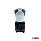 Edgy Metallic Biketard with Rhinestones  biketard