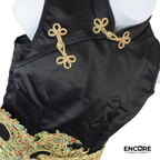 Black Satin Dragon Appliqué Character Costume  dress