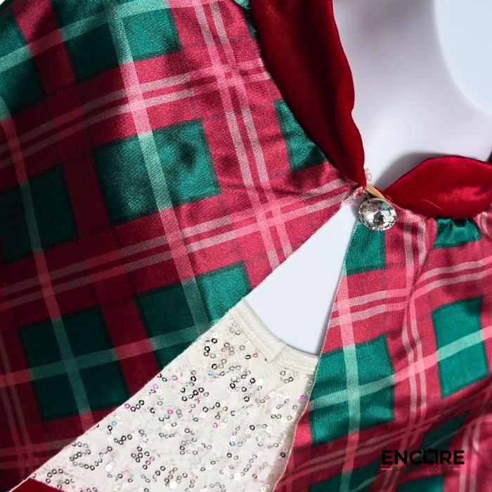Holiday Plaid Performance Dress with Capelet  dress