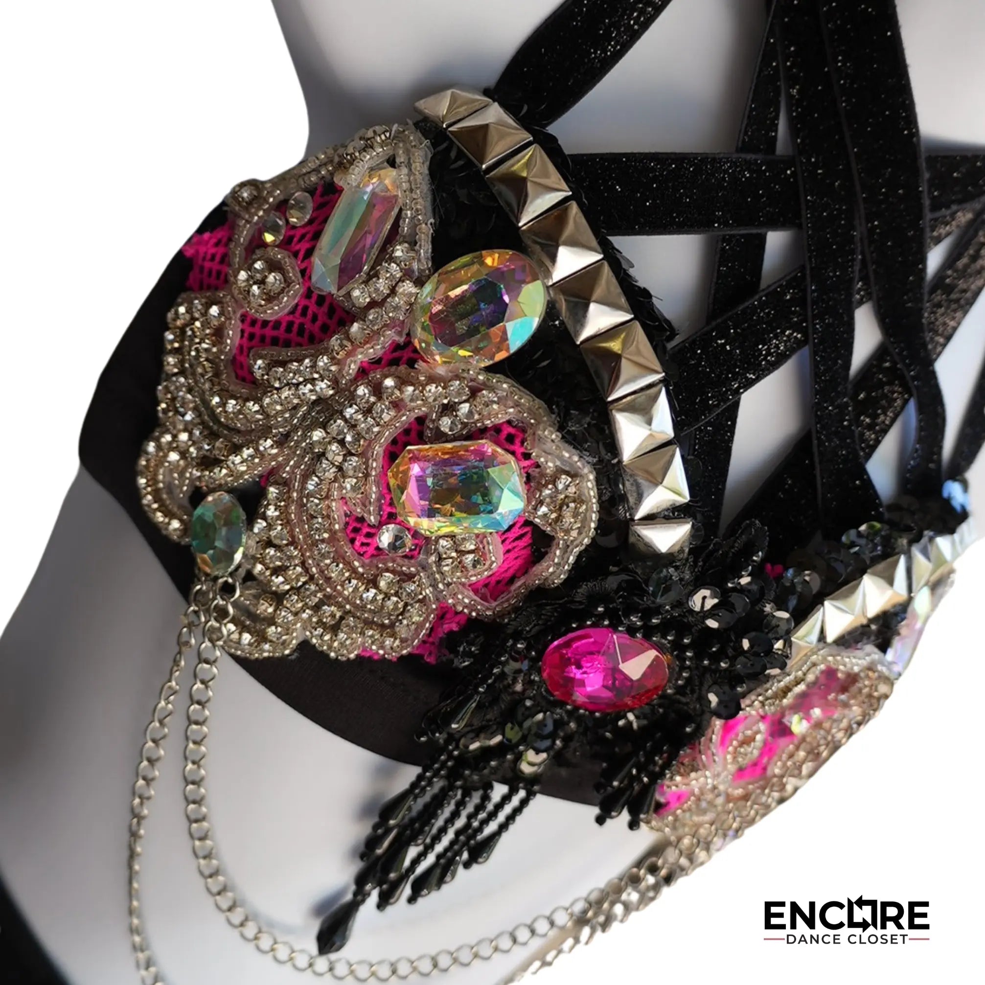 Black & Hot Pink Chain Fantasy  two piece