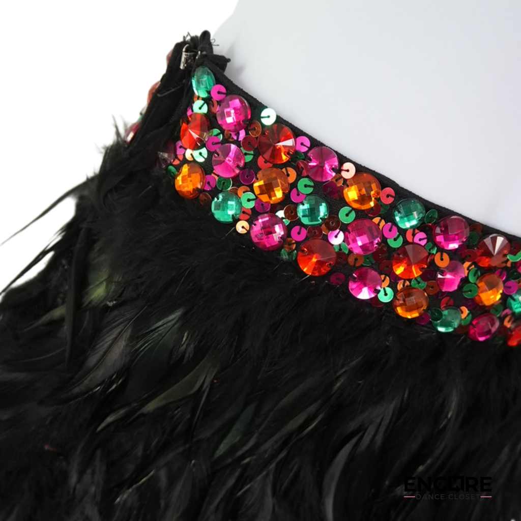 Multicolor Sequin Feather Jazz Costume  two piece