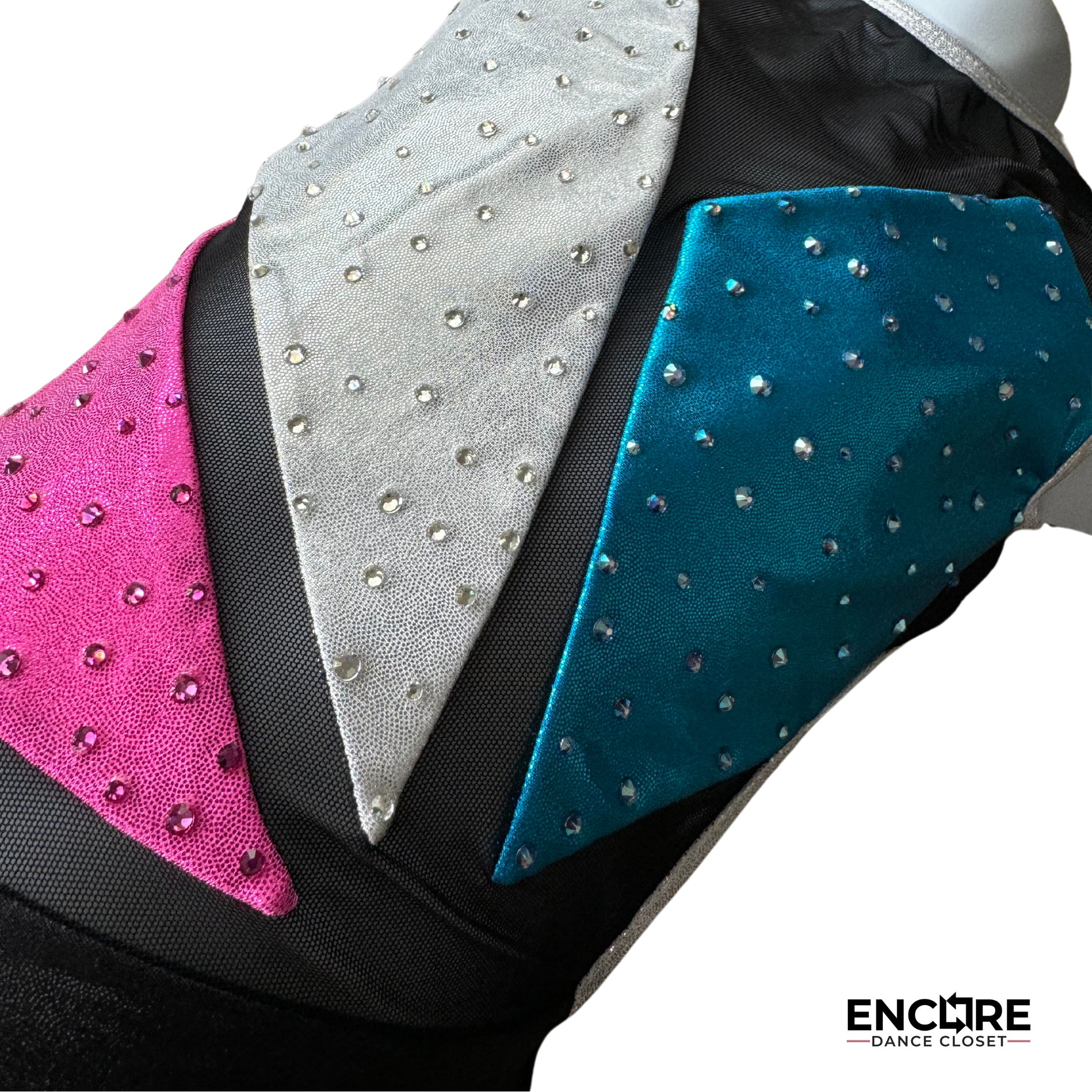 Edgy Metallic Biketard with Rhinestones - Encore Dance Closet