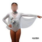 White Leotard with Sage Appliqué  leotard